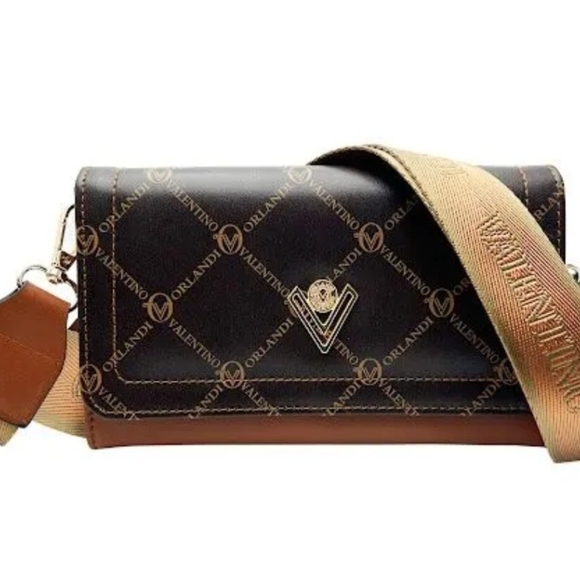NWT Valentino Orlandi Black and Tan  Crossbody Bag. - Picture 1 of 6